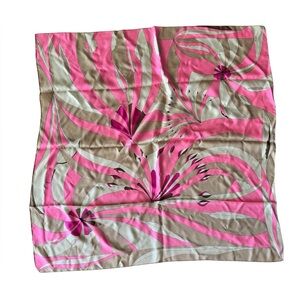 Averardo Bessi Silk Scarf 34x34 Pink Tan Hand Rolled Edges Flaws